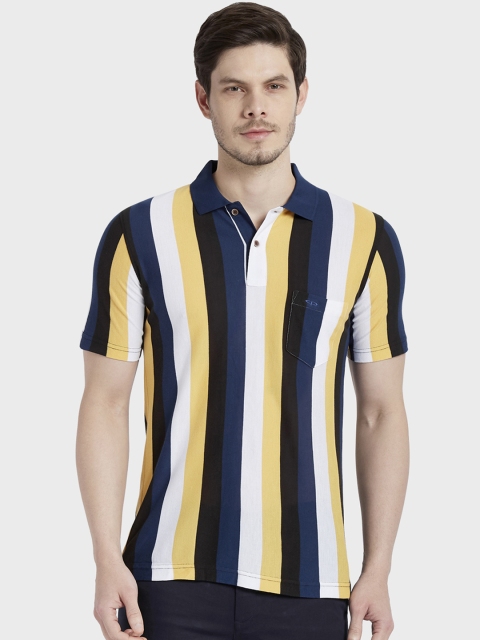 

ColorPlus Men White Striped Polo Collar T-shirt