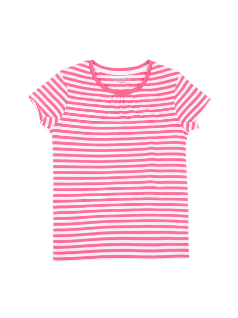 

Pantaloons Junior Girls Pink & White Striped Round Neck T-shirt