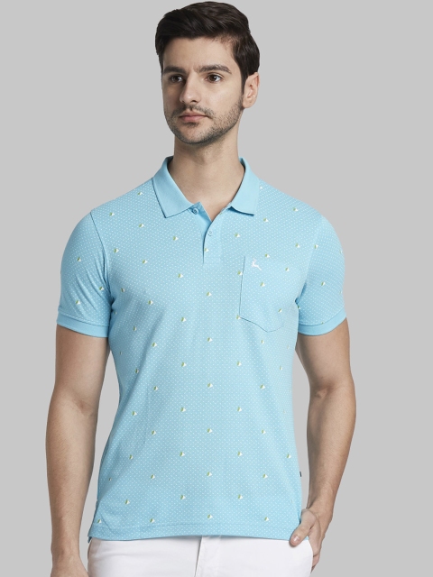 

Parx Men Blue Printed Polo Collar T-shirt