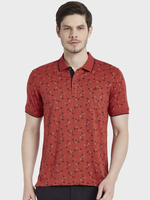 

ColorPlus Men Orange Printed Polo Collar T-shirt