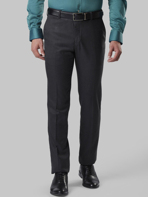 

Raymond Men Charcoal Grey Solid Slim Fit Formal Trousers