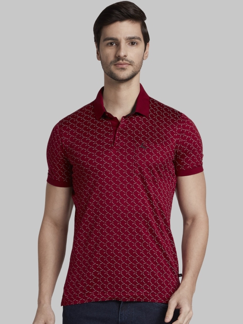 

Parx Men Maroon Printed Polo Collar T-shirt
