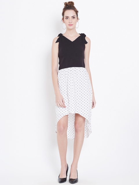 

DODO & MOA Women White & Black Printed Fit and Flare Dress