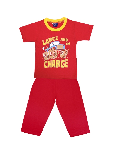 

SWEET ANGEL Boys Red Printed Night Suit