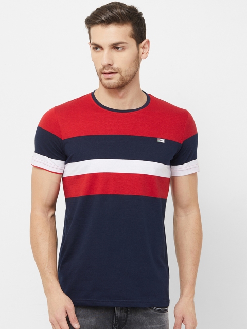 

NEXGEN CLUB Men Blue Striped Round Neck T-shirt