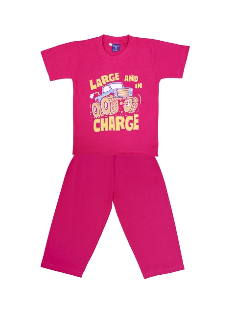 

SWEET ANGEL Girls Pink & Yellow Printed Night Suit