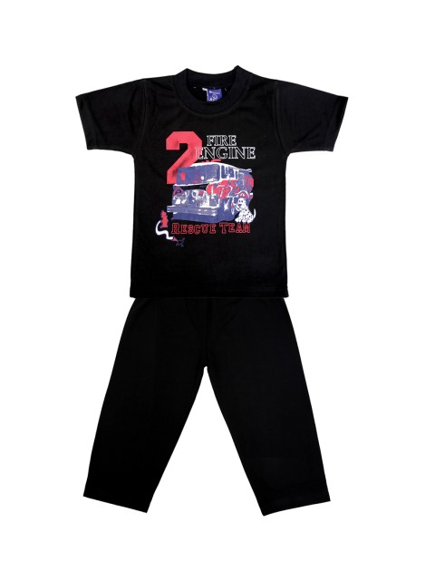 

SWEET ANGEL Girls Black & Blue Printed Night Suit