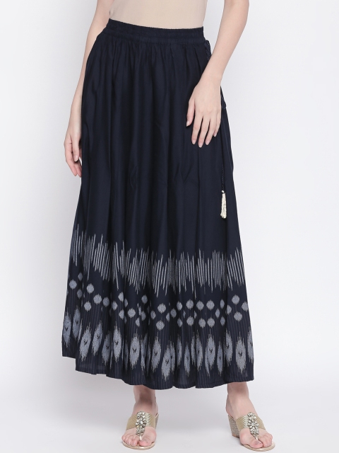 

AKKRITI BY PANTALOONS Women Blue Printed Flared Maxi Skirt
