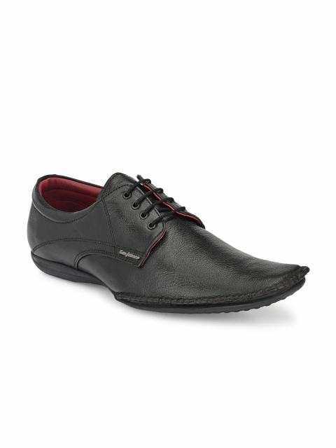 

San Frissco Men Black Solid Leather Formal Derbys