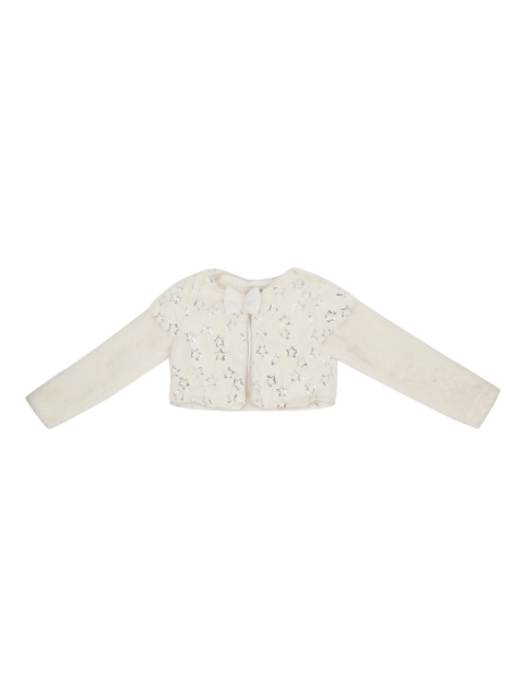 

Pantaloons Junior Girls Off-White Embellished Front-Open Sweater