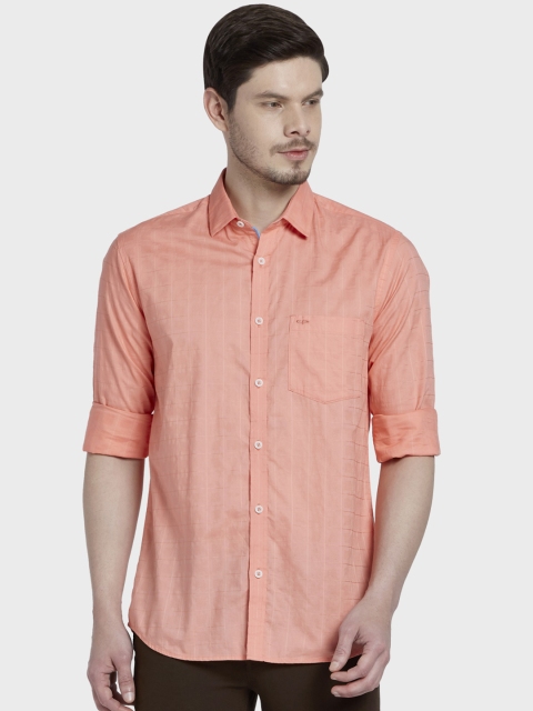 

ColorPlus Men Orange Tailored Fit Checked Casual Shirt