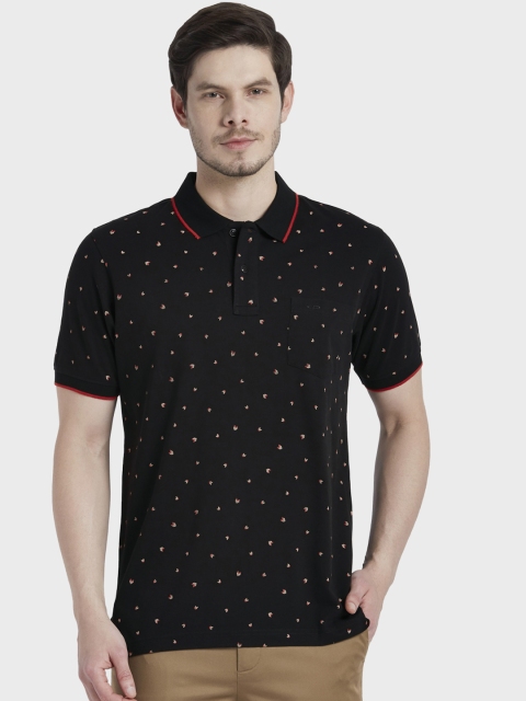 

ColorPlus Men Black Printed Polo Collar T-shirt