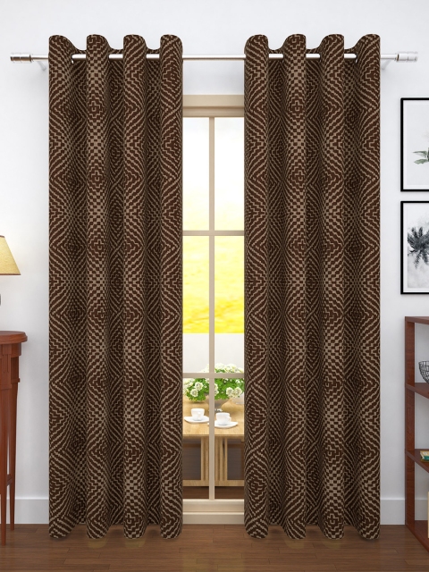 

Story@home Brown Set of 2 Jacquard Textured Door Curtains