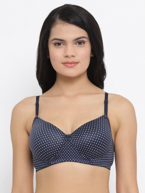 

Clovia Navy Blue & White Printed Non-Wired Lightly Padded T-shirt Bra BR0738A0832B