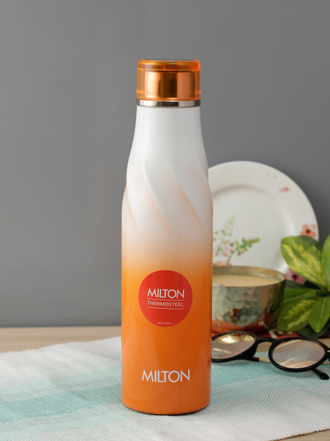 

Milton Unisex Orange & White Colourblocked Spiral-750 Thermosteel Hot & Cold Water Bottle 710 ml