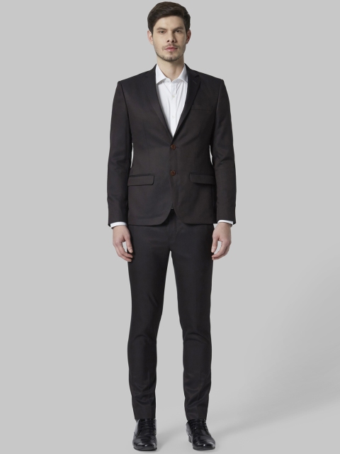 

Park Avenue Men Brown Self-Design Single-Breasted Formal Suit