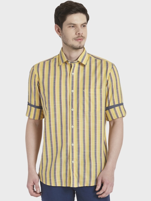 

ColorPlus Men Yellow Tailored Fit Striped Casual Shirt