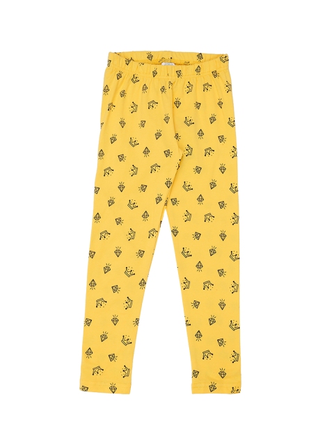 

Pantaloons Junior Girls Yellow Printed Ankle-Length Leggings