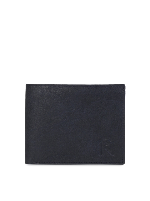 

Indiamigo Men Navy Blue Solid Two Fold Leather Wallet