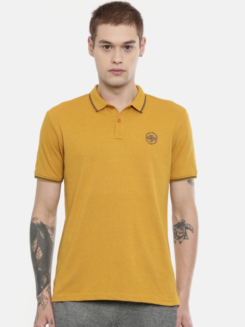 Proline Men Yellow Solid Regular Fit Polo Collar T-shirt