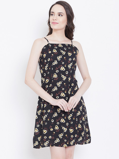

DODO & MOA Women Black Printed Fit and Flare Dress