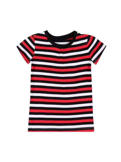 

Pantaloons Junior Girls Multicoloured Striped Round Neck T-shirt, Multi