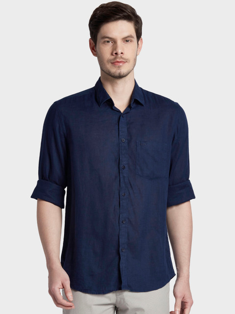

ColorPlus Men Navy Blue Tailored Fit Solid Casual Shirt