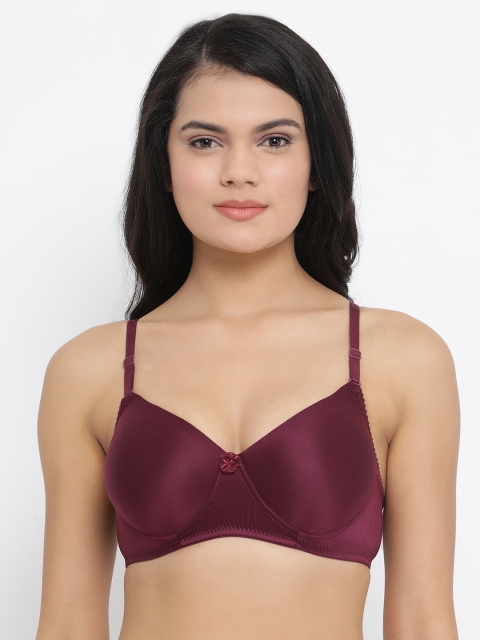 

Clovia Burgundy Solid Non-Wired Lightly Padded T-shirt Bra BR0738K1532B