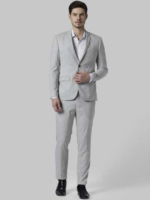 

Park Avenue Men Grey Checked Single-Breasted Formal Suit