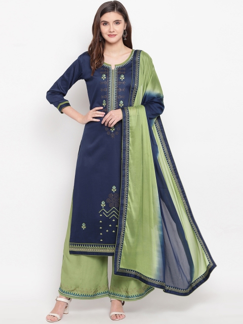 

Kvsfab Blue & Green Silk Blend Unstitched Dress Material