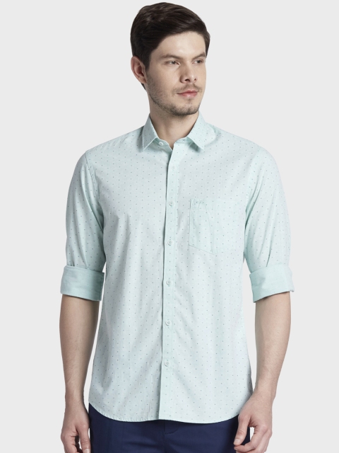 

ColorPlus Men Green Tailored Fit Printed Casual Shirt