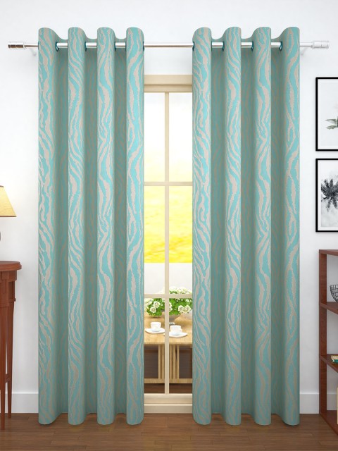 

Story@home Turquoise Blue & Grey Set of 2 Jacquard Textured Door Curtains