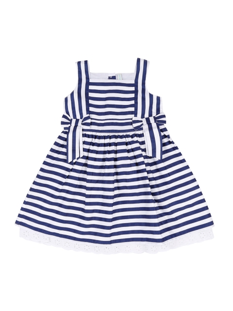 

Pantaloons Baby Girls White Striped Fit and Flare Dress