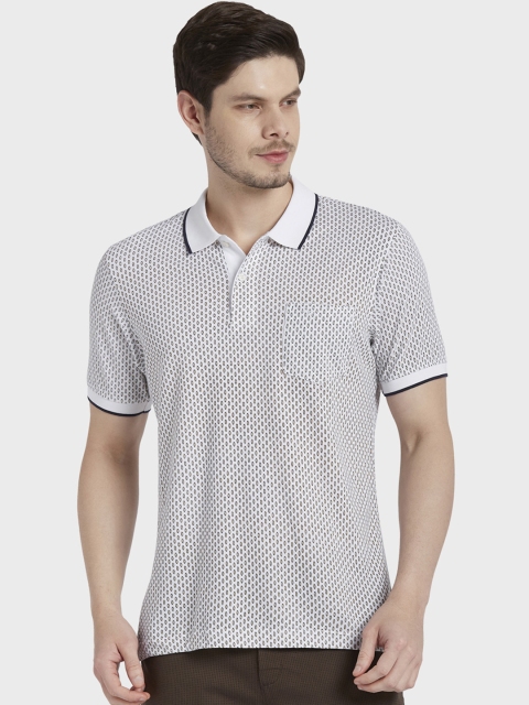 

ColorPlus Men White Printed Polo Collar T-shirt