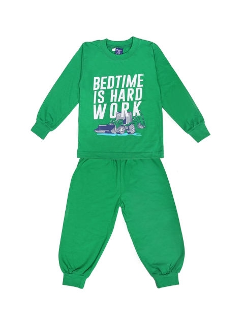 

SWEET ANGEL Boys Green Printed Night suit