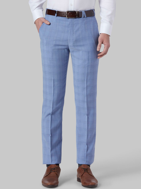 

Park Avenue Men Blue Slim Fit Checked Regular Trousers