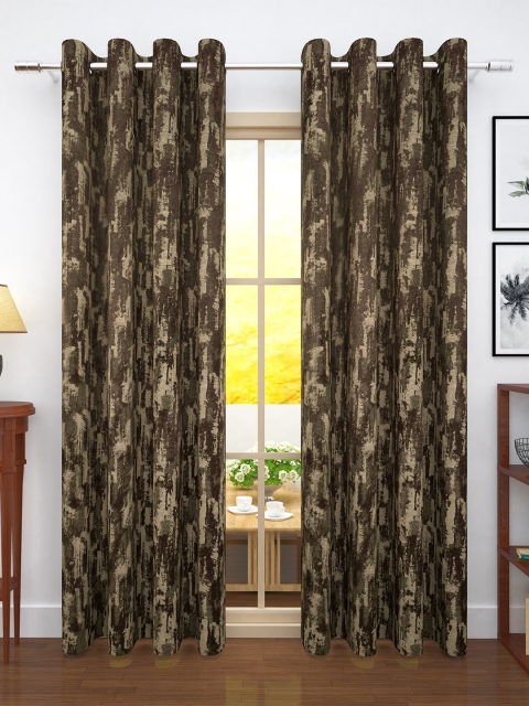 

Story@home Brown Set of 2 Jacquard Textured Door Curtains