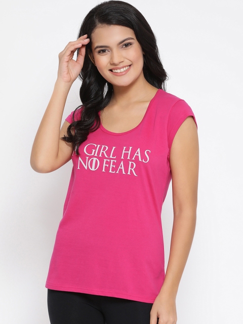 

Clovia Women Pink Printed Lounge T-Shirt