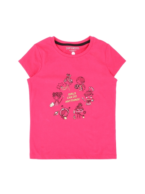 

Pantaloons Junior Girls Pink Printed Round Neck T-shirt