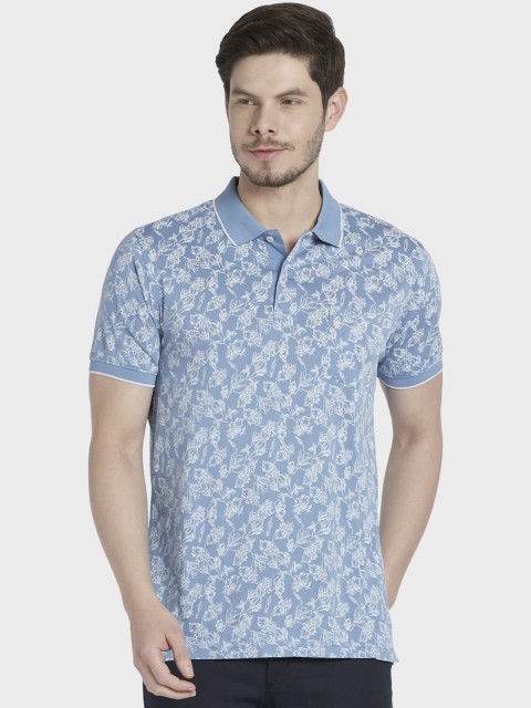 

ColorPlus Men Blue Printed Polo Collar T-shirt