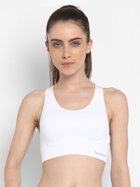 

hummel White Solid Non-Wired Non Padded Sports Bra 5700493733106