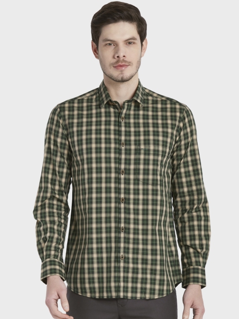 

ColorPlus Men Green & Beige Tailored Fit Checked Casual Shirt