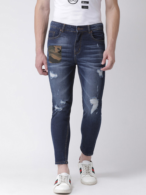 

REALM Men Blue Skinny Fit Mid-Rise Mildly Distressed Stretchable Jeans