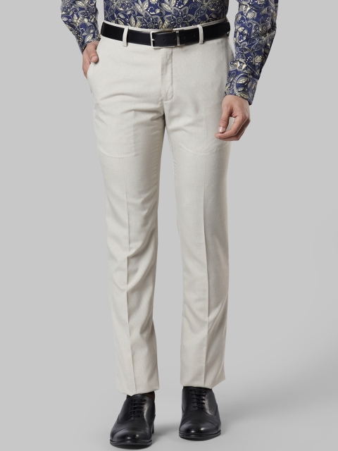 

Raymond Men Beige Slim Fit Solid Formal Trousers