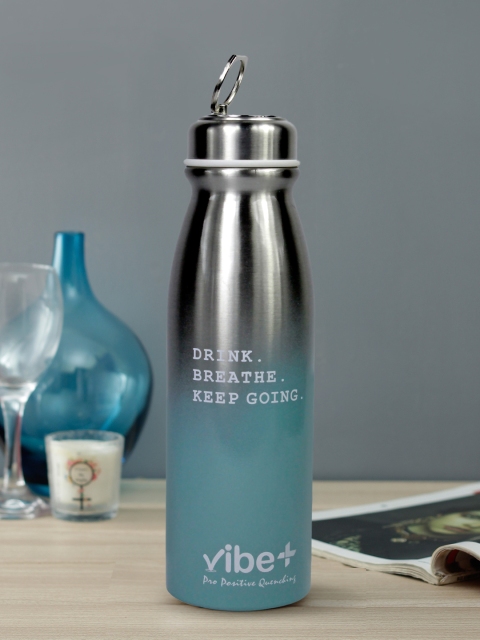 

Vibe Plus Unisex Blue & Silver-Toned Ombre Double Wall Stainless Steel Water Bottle 440 ml