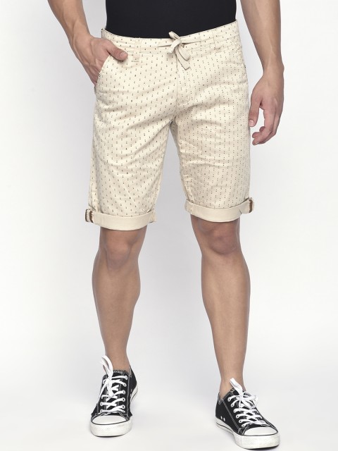 

beevee Men Beige Printed Regular Shorts