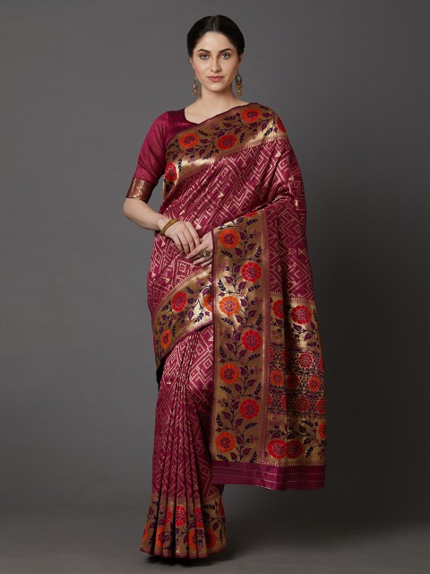 

Mitera Maroon Woven Design Banarasi Saree