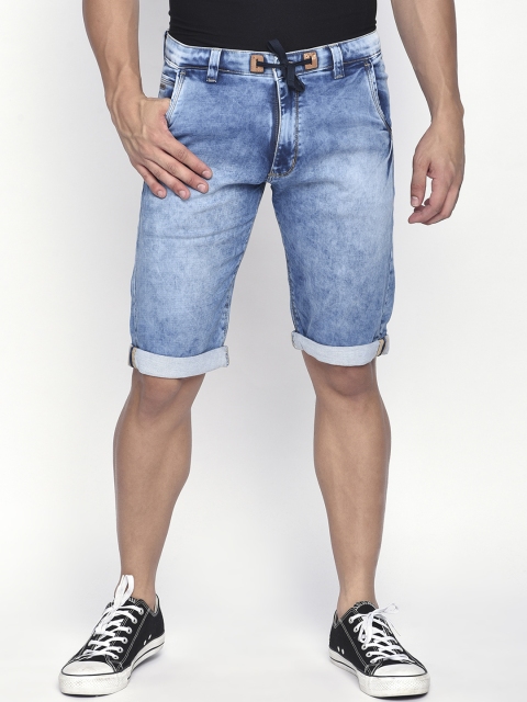 

beevee Men Blue Washed Regular Fit Denim Shorts