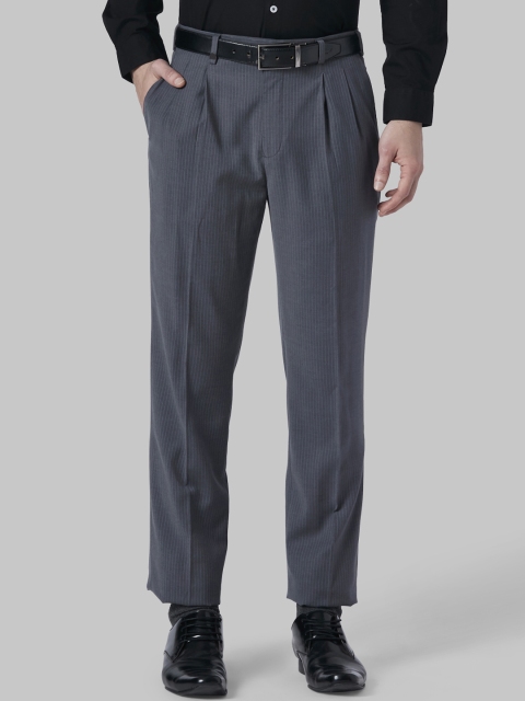 

Park Avenue Men Grey Regular Fit Striped Formal Trousers