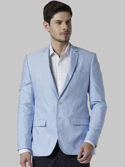 

Park Avenue Men Blue Solid Super Slim-Fit Single-Breasted Formal Blaze